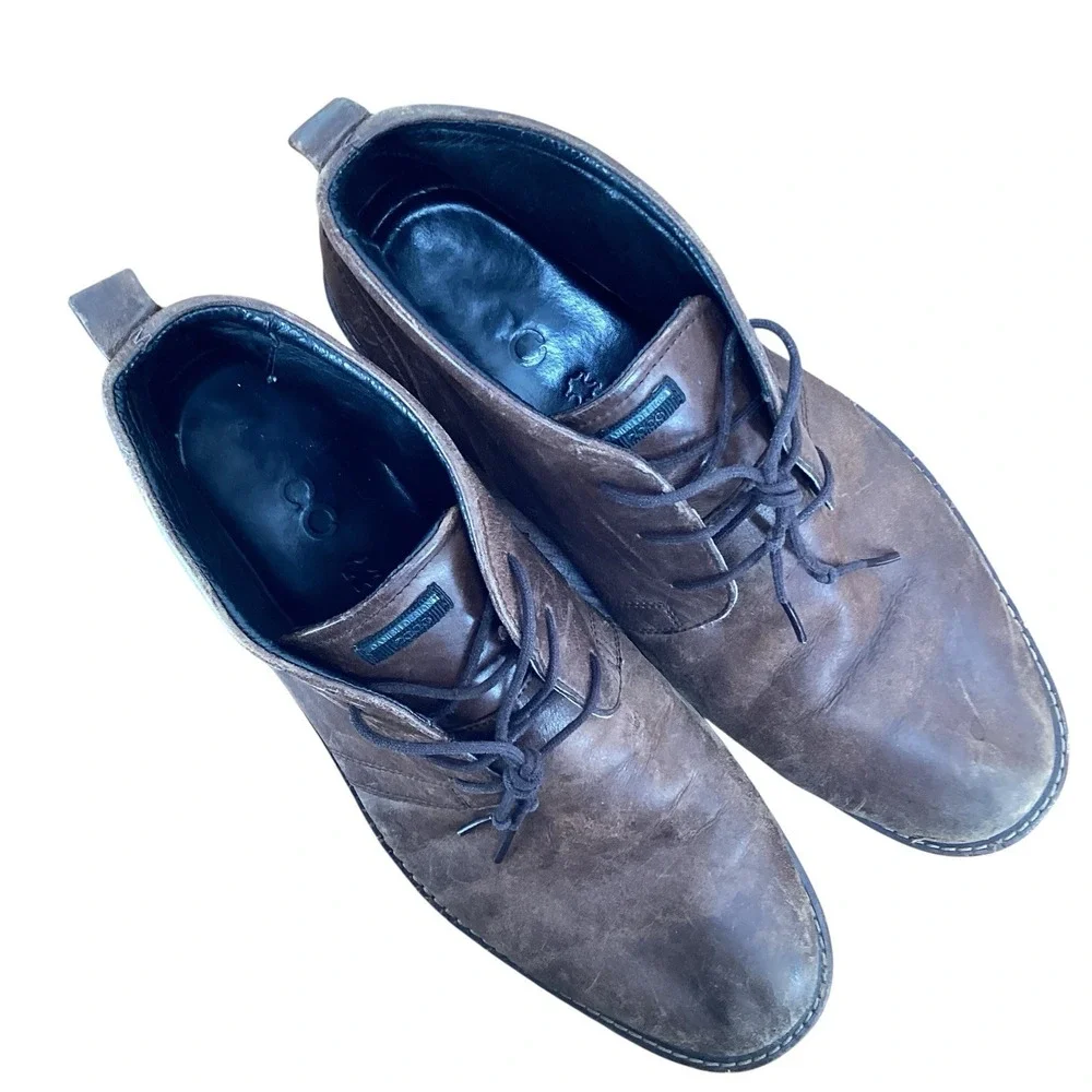 ECCO Chukka Ankle Boots Mens Size 44‎ EU 11 US Brown Leather Lace Up Shoes